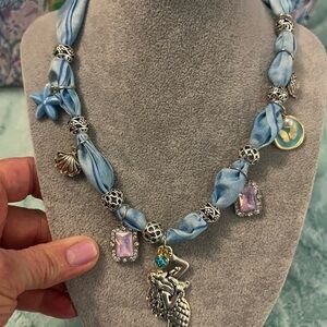 Boho Blue Mermaid Scarf  Charm Necklace - Ready for Summer!!